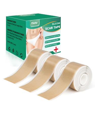 3 Rolls Silicone Scar Sheets(1.6" x 60" Each) Silicone Patches for Scars Reusable Scar Removal Strips for Prevention and Repair