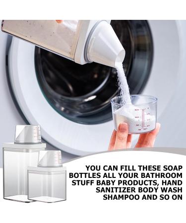 WANDGU Airtight Detergent Dispenser with Doser: 2 Pieces Reusable Washing Powder Dispenser Detergent Box Airtight Washing Powder Container White 1100 ml + 700 ml - Buy Online on SooperMarket.com