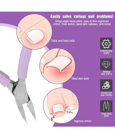 Cuticle Nipper Cutter Professional Cuticle Nippers Stainless Steel Cuticle Trimmer with Silicone Handle Sharp Cuticle Cutters Remover Nail Care Tool for Manicure & Pedicure (Purple) - Buy Online on SooperMarket.com