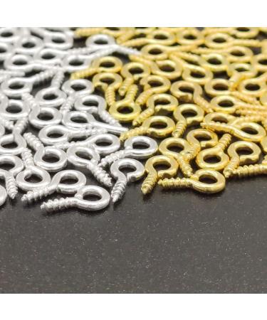 1000pcs Small Screw Eyes Pins for Jewelry Making - Silver & Gold 8mm x 4mm Mini Eyelet Hooks for Resin Clay Ornament Keychains - Buy Online on SooperMarket.com
