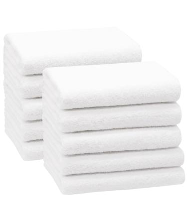 Zollner 10 Set towels in 50x100 cm - suction -strong and soft shower towels in white - with a practical hanger - washable up to 95 C - cotton - hotel quality 10x towels white