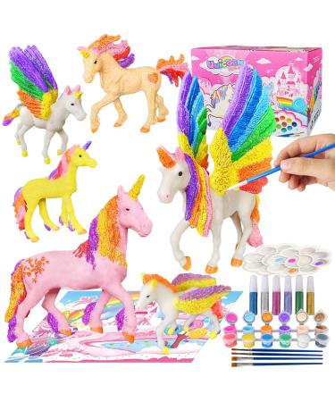 Yileqi Paint Your Own Unicorn Painting Kit  Unicorns Paint Craft for Girls Arts and Crafts for Kids Age 4 5 6 7 8 9 Years Old  Unicorn Party Favor Art Supplies DIY Kit Activities for Kid Birthday Gift