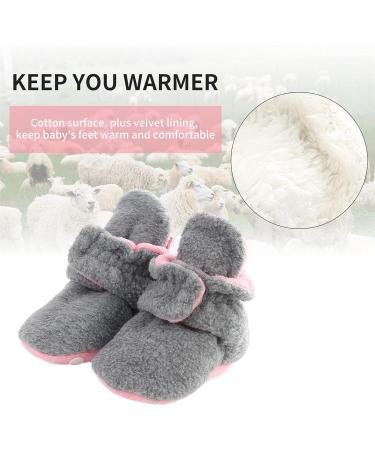 TMEOG Baby Booties Slippers | Infant First Walking Shoes | Winter Sock Crib Shoes for Boys Girls 0-18 Months | Light Grey Pink Furry | 6-12 Months - Buy Online on SooperMarket.com
