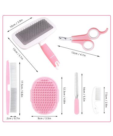 Crafterlife Small Animal Pet Grooming Kit - Shedding Slicker Brush, Massage Glove, Comb, Nail Clipper Trimmer - for Rabbit, Puppy, Kitten, Guinea Pig, Hamster, Ferret (Pink) - Buy Online on SooperMarket.com