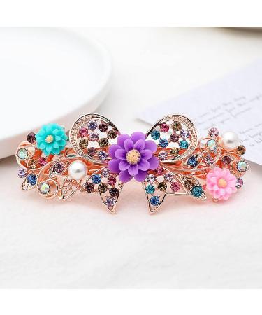 Crystal Flower Hair Barrettes Vintage Butterfly Rhinestone French Spring Clasp Claws Pearl Hair Clips Accessories for Women Girls Teens (Multi-colored) - Buy Online on SooperMarket.com