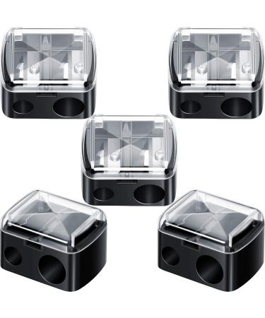 5 Pack Cosmetic Pencil Sharpener Dual Sharpener Eye Makeup Pencil Sharpener (Black)