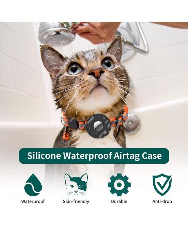 Reflective Airtag Cat Collar with Bell | Waterproof Holder Case for Apple Airtag | Breakaway Safety Buckle | Orange - Ideal for Cat or Kitten - Buy Online on SooperMarket.com