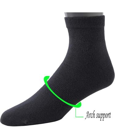 Yomandamor Men's Diabetic Socks 5-Pair Pack - Coolmax Ankle Socks with Arch Support, Size 10-13, Black - Buy Online on SooperMarket.com