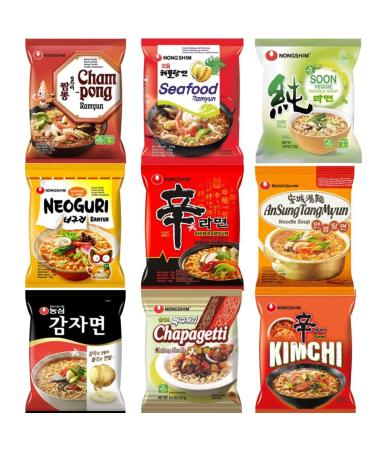 Nongshim SHIN Noodles Soup Ramyun and Assorted Flavour Ramen by Starry Mart (10 Packs with 6 Different Random Flavours)