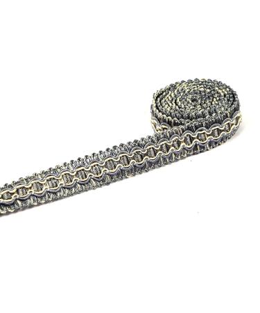 HedongHexi Gimp Braid Trim, 0.59 Inch / 10M(10.9 Yards) Fabric Trim,Curtain Fabric Trim,Upholstery Trim for Sewing Polyester Hand DIY Crafts Costume Home Decorative mix grey