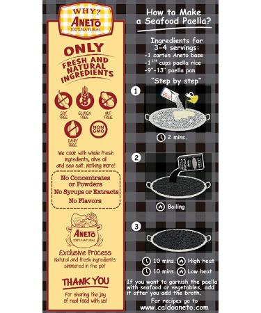 Aneto Squid Ink Paella Cooking Base Broth - 33.8 Fl Oz (1 Pack), 100% Natural Ingredients - Buy Online on SooperMarket.com