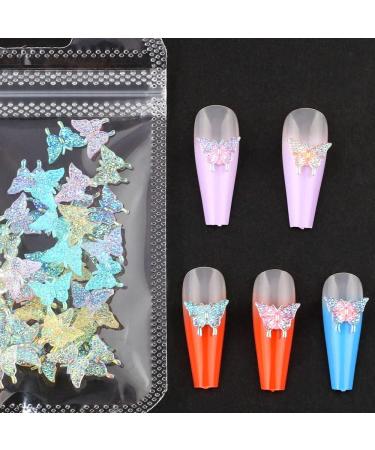 Dornail 50pcs 3D Butterfly Nail Charms for Acrylic Nails | Aurora Resin Butterfly Charms for Nail Art | Mixed Color Butterflies Rhinestones and Decorations - Buy Online on SooperMarket.com