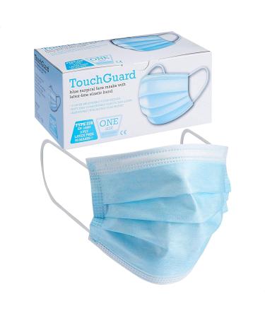 TouchGuard disposable face masks 3 layers type iir breathable dust protection with ear bands and nose bracket pack with 50 pieces 50 pieces (1 Pack)