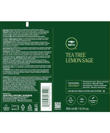 Tea Tree Lemon Sage Volumizing Hair Mask - Thickening Treatment for Fine Hair (5.1 oz) | International Shipping Available - Buy Online on SooperMarket.com