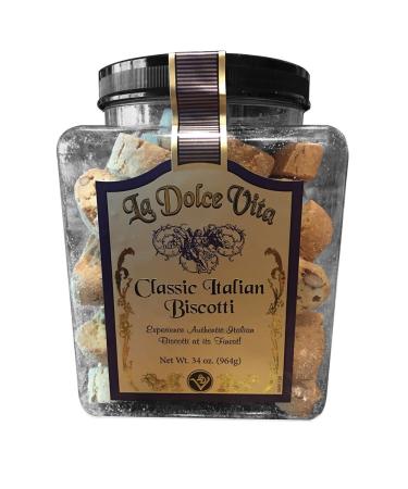 Nonni's La Dolce Vita Almond Cantucci Biscotti - Biscotti Italian Cookies - Italian Biscotti Cookies - Biscotti Jar - Whole Almonds - 34 oz