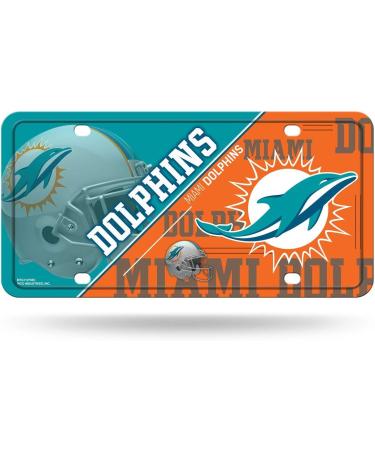 Rico Industries NFL Miami Dolphins License Plate - Metal Team Color One Size | Durable & Stylish Fan Gear - Buy Online on SooperMarket.com