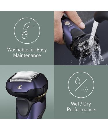 Panasonic ES-LV67 5-Blade Wet & Dry Electric Shaver for Men - Rechargeable & Responsive Beard Sensor - Multi-Flex 16D Head - UK 2-Pin Bathroom Plug - Navy & Black - Buy Online on SooperMarket.com