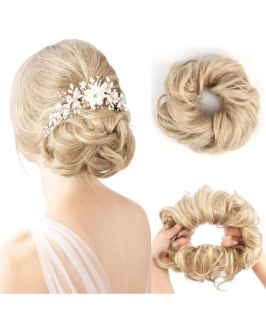 Vlasy Messy Bun Hair Piece for Women Curly Wavy Hair Scrunchies Bun Extensions Hairpieces Synthetic Hair Chignons Accessories Updo for Girls(101# 60g) 60g 101#