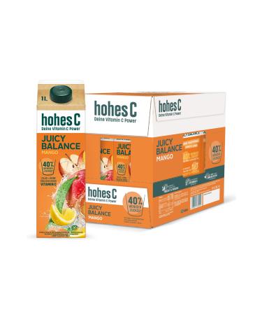 High C Juicy Balance Mango (6 x 1l) less sugar mango juice vitamin C without sweeteners practical cardboard packaging 100% recyclable vegan mango 6 L (1 Pack)
