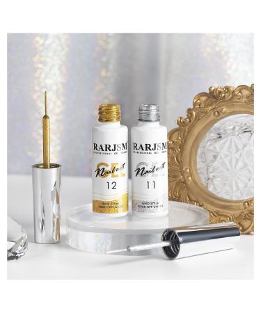 Silver Gold Glitter Gel Nail Art Liner Set - 2Pcs | Soak off Curing, 8ml, Thin Brush | DIY Nail Decoration - Buy Online on SooperMarket.com