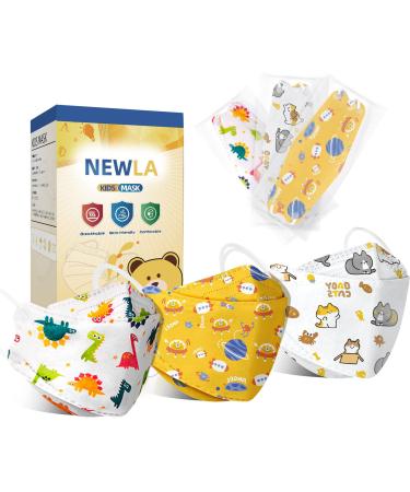 Kids Disposable Face Mask, 30 Pack Individually Wrapped Masks for Children ,4-Ply Breathable Safety Masks for Boys and Girls(Aged 4-12) [Aged 4-12] Dinosaur Mixing Colors