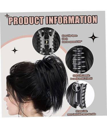 Clip on Ponytail for Woman 8 Teeth Claw Messy Bun Makeup Ponytail Extension Synthetic Fiber Stylish Clip in Claw Hair Washable Hairpiece for Photography Black - Buy Online on SooperMarket.com