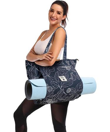 WLLWOO Yoga Bag for Women | Canvas Tote Mat Carrier for Pilates | Travel Beach Workout Leaf Design - Buy Online on SooperMarket.com