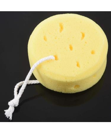 MRNHA Yellow Round Bath Body Shower Soft Sponge w Hanging Loop - Buy Online on SooperMarket.com