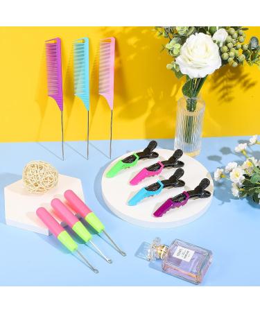 Latch Hook Crochet Needle Set with Stainless Steel Needles, Alligator Hair Clips, and Rat Tail Comb - 10 Pieces for Hair Extension - Buy Online on SooperMarket.com