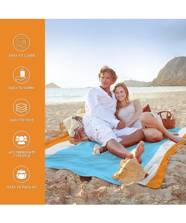 Famstar Beach Blanket Oversized Extra Large79 X 83" Waterproof Sandproof Beach Blanket 1-7 Adults Lightweight Durable for Travel Camping Hiking Picnic (79" X 83"  Orange&Blue) 79" X 83" Orange - Buy Online on SooperMarket.com