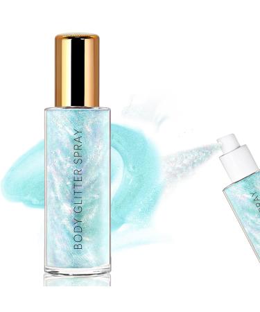 Body Glitter Spray Quick Dry Face Glitter Gel Body Shimmer Painted Stage Makeup Highlight for Face Neck and Shoulder Body Glitter Blue
