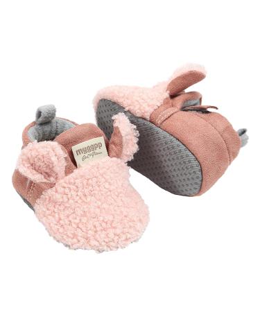 TMEOG Baby Booties Slippers Infant Boots Newborn First Walking Shoes Baby Winter Sock Crib Shoes for Boys Girls 0-18Months 6-12 Months F Pink Sheep