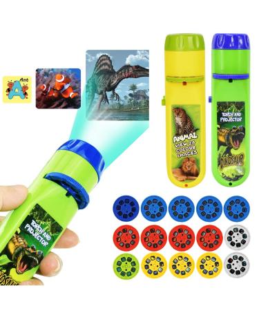 HaHAGO TORCH Projector Projector Lighting Story Torches Light Toy Slide Lamp Pedagogical Learning Period Nachlicht for Child (120 Images 5 Topics Dinosaurs+Ocean+Tier+Space+Letters)