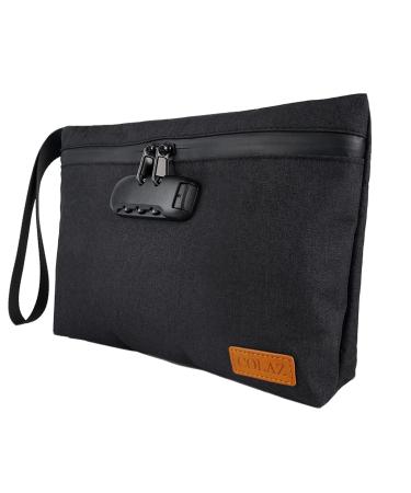 COLAZ Smell Proof Bag with Lock, Durable Water Repellent Odor Proof Pouch Case Container for Travel Stash Storage, Your Herbs& Smoking Accessories (Black)