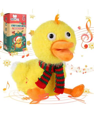 SWTOIPIG Plush Duck Toy Stretched Duck's Neck Singing and Duck's Quacking Sound Interactive Cute Design Stuffed Toys Kids Educational Toys Musical Intelligence Development Yellow Duck