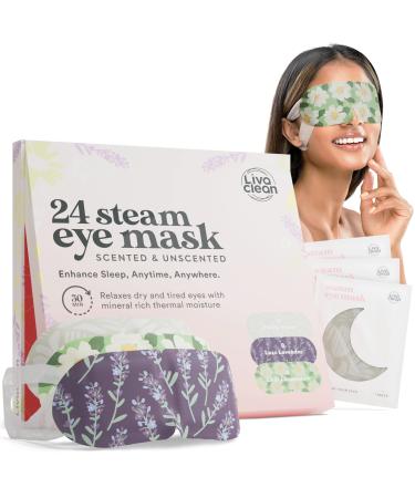 LivaClean 24 CT Steam Eye Mask for Dry Eyes - Mix Scented Masks - Eye Steam Mask Self-Heating Eye Mask for Sleeping - Heat Eye Mask for Dry Eye - Disposable Eye Mask Warm Eye Warmer Heated Eye Mask