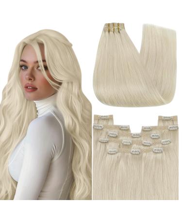 Youngsee Clip in Extensions real hair platinum blond 35cm real hair clip in extensions blond real hair extensions clip remy hair extreme clips extensions real hair clip hair extensions clip in 120g #60a 35 cm (7PCs) 1-clip-2- #60A