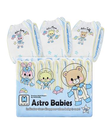 Littleforbig Printed Adult Brief Diapers 10 Pieces - Astro Babies(M) Multi-colored Medium (10 Count)