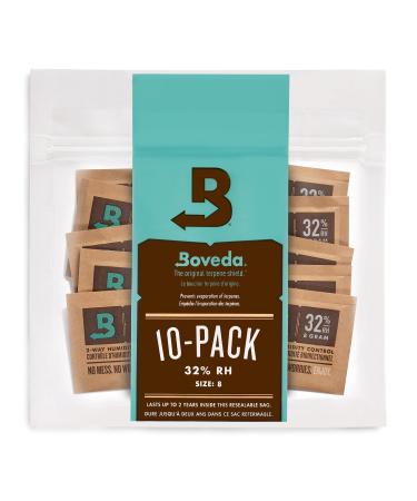 BOVEDA for packaging & for storing moisture -sensitive products |2-way moisturizer regulation 32% RH |Size 8 for up to 30 grams |Recovery packaging with 10 pieces 10 pieces (1 Pack)