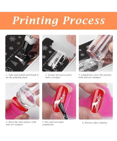 4-Piece Nail Art Stamper Kit | Silicone Clear Stamps & Scraper | DIY Manicure Tools for French Nail Design - Buy Online on SooperMarket.com