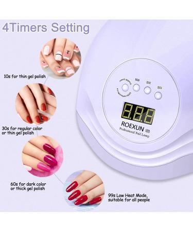 Roexun 168W UV LED Nail Lamp - Portable USB Nail Dryer for Gel Polish with Auto Sensor & 4 Timer Settings | Perfect for Fingernail & Toenail Care - Buy Online on SooperMarket.com