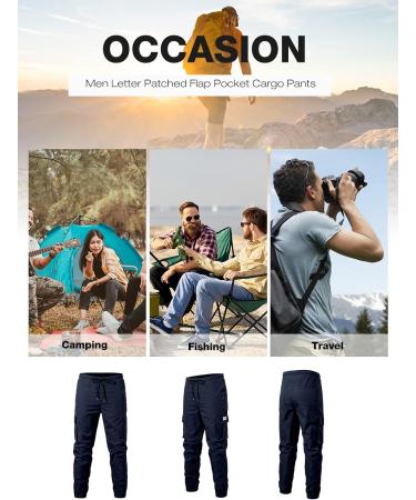 Elegancity Mens Cargo Trousers Regular Fit Drawstring Sweatpants with Pockets (38-46) - A-blue - Buy Online on SooperMarket.com
