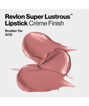Revlon Super Lustrous Lipstick Brazilian Tan (672) - Moisturizing Creamy Formula with Vitamin E and Avocado Oil | Nude/Brown High Impact Lipcolor - Pack of 1 - Buy Online on SooperMarket.com