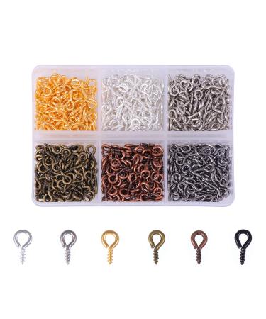 600pcs Small Screw Eye Pins, Eye pins Hooks, Eyelets Screw Threaded 4x10 mm Steel Eye Rings Lag Thread for Resin, Jewelry, Bead and Plastic