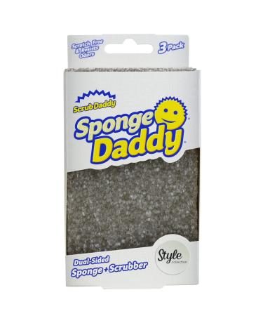 Scrub Daddy Sponge Daddy Dual Sided Scrubbing Dishwashing Kitchen Sponges for Washing up Alternative to Non Scratch Scourers for Cleaning Dishes Grey Triple Pack Single 3 Count (Pack of 1)