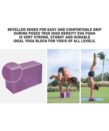 Clever Yoga 2 Pack Blocks and Strap Set - Lightweight High Density Foam Blocks (9x6x4 Inches) & 8FT Cotton Strap for Yoga Beginners - Purple - Buy Online on SooperMarket.com