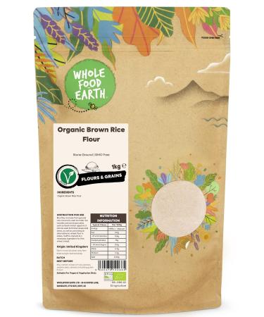 Wholefood Earth Organic Brown Rice Flour 1 kg | Stone Ground | GMO Free | Certified Organic 1 kg (Pack of 1)