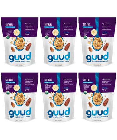 GUUD Gut Fuel Digestive Blend Organic Muesli Cereal 12 Ounce (Pack of 6) Oats Dates Sunflower Seeds Flax Seeds Banana Apples Chia Seeds Almonds Vegan Non-GMO Certified Kosher