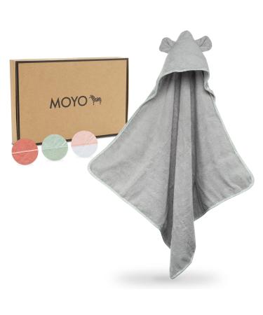 Moyo hooded towel with ears in gray I 75x75cm i toddler & baby bathing poncho made of 100% terry cotton i baby towel with hooded baby bath towel i washable hooded towel baby gray hood with ears