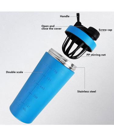 ROCKY&CHAO Stainless Steel 900ml Protein Mixer Shaker Bottle - Blue | Fitness Shaker for Men and Women - Buy Online on SooperMarket.com
